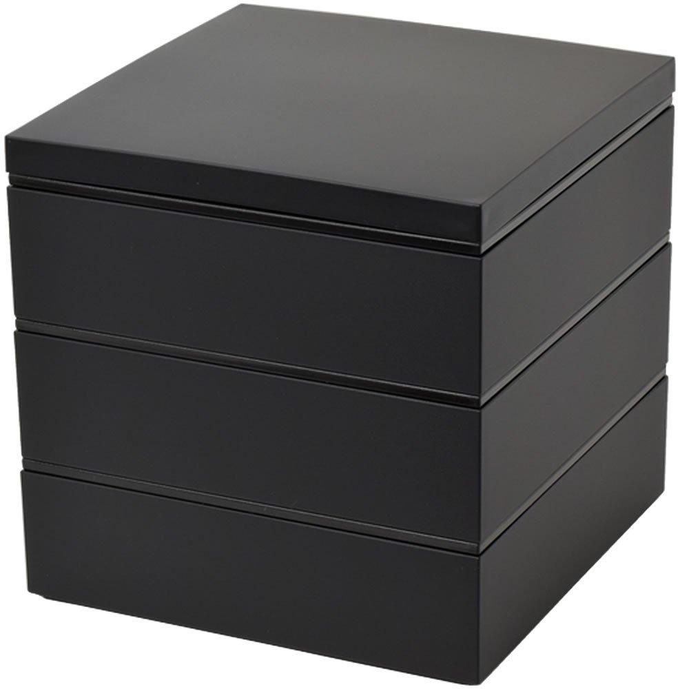 Jubako Box, 3-ярусный, Квадратный, 6,0 дюймов, Черный, БЕЗ МАРКИРОВКИ