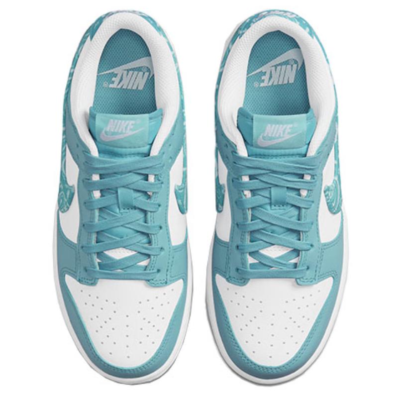 Nike Dunk Low ESS Синий Пейсли Холст Кожа Цветок Кешью Нескользящие Износостойкие Низкие Кеды для Скейтбординга для Женщин Бело-синие DH4401-101
