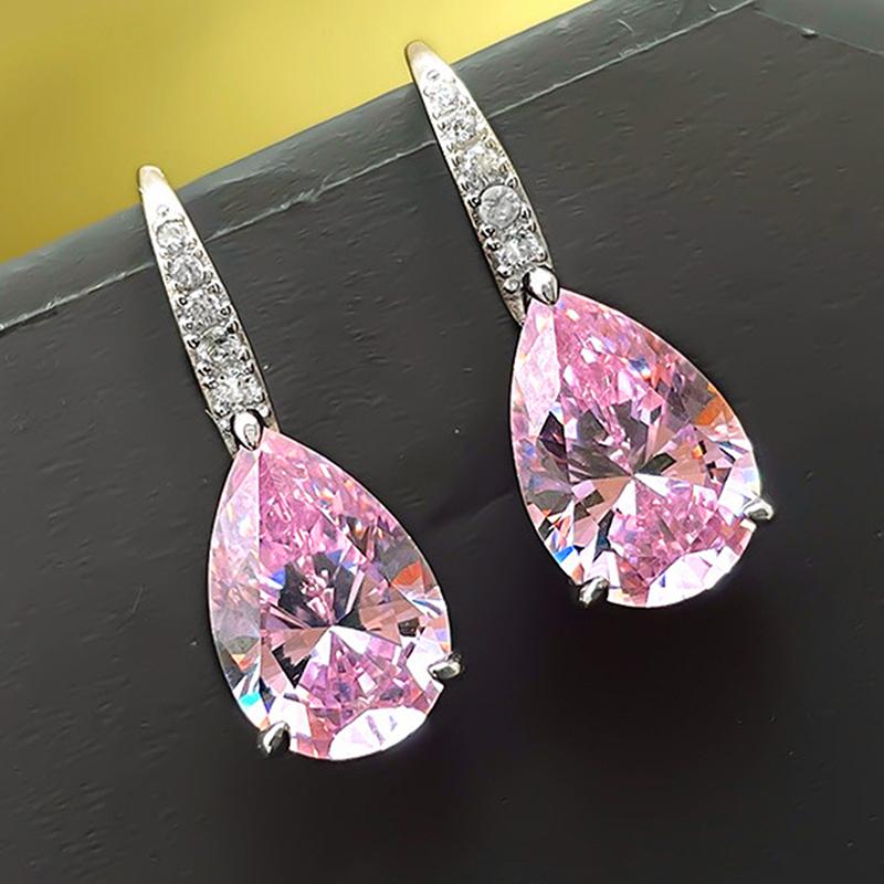 Серьги Huitan Pink/Yellow Pear Circonia для женщин, модные элегантные женские аксессуары для пирсинга, романтические украшения