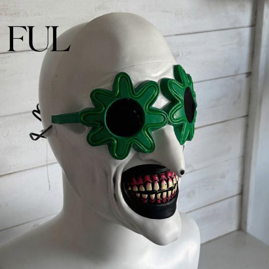 Detailed Latex Costume Masque Halloween LED Clown for Adults, Light Up Scary Horror Eye Catching Photo Effect Full Face Costume, Cosplay Party