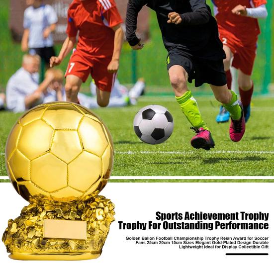 Футбольный трофей из смолы Золотой мяч Приз чемпионата по футболу Коллекционная награда для игрока Футбольное украшение для фанатов Подарочный стол Декор для книжной полки
