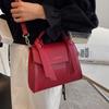 Red Women Crossbody Bag Fashion Textured Pu Leather Retro Versatile Single Shoulder Pack Trendy Wedding Bride Handbag