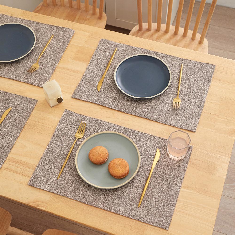 2pcs Scandinavian Ins Style Linen Solid Colour Placemats Fabric Heat Insulation Table Mats Western Food Coasters Napkins