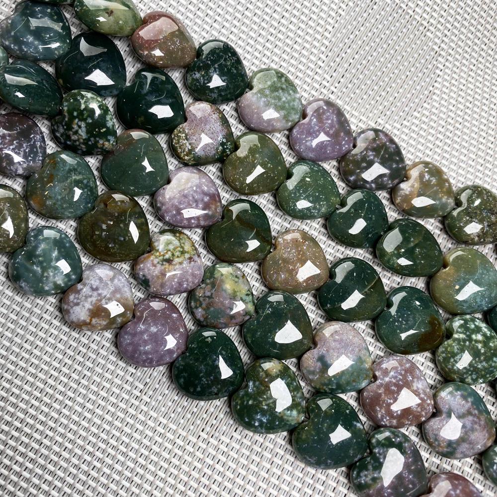 11Pcs/strand Rainbow Heart-shaped Agate Punch Loose Strand Beads Charms Gemstone for DIY Necklace Anklet Bracelet Craft Jewelry