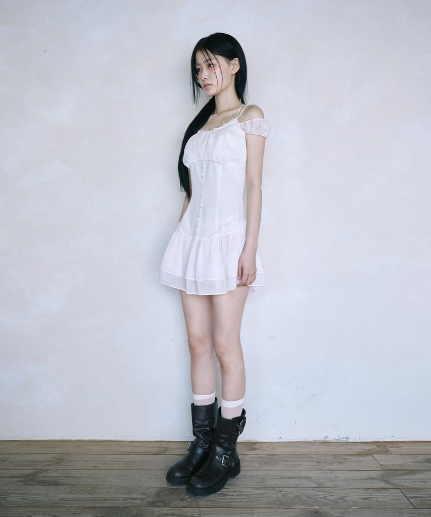 Мини-платье Leijeumiya Nymph Sasha [Бежево-розовый]