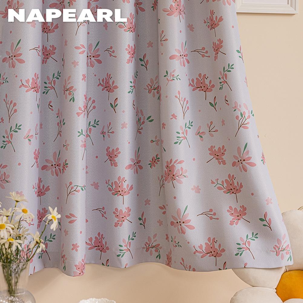 1PC NAPEARL 70-80% Cartoon Cherry Blossom Pattern Printed Curtains for Bedroom Living Room Home Decor