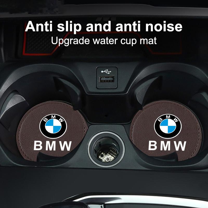 2Pcs Car Leather Coaster Water Cup Bottle Holder Anti-slip Pad Mat For BMW M Performance E36 E46 E60 E90 E91 E92 E93 F30 F20 M3 TY5G