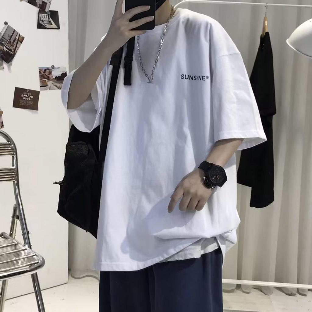 Trendy Oversized American-Style Men's Printed T-Shirt - Short-Sleeve Summer Top