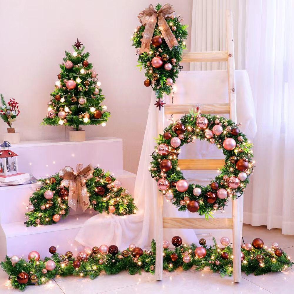 Рождественский венок кольцо из ротанга: 50/60/80СМ Подвеска на дверь и 2,7М Ротанговая гирлянда для украшения дерева/окна