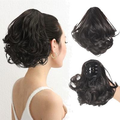 Синтетические волосы для наращивания хвоста Короткие волнистые конский хвост Женский зажим для волос Конский хвост Парик Натуральные волосы Шиньон