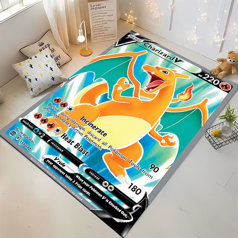 Potdemiel Японское аниме Покемон Charizard Узор Карточки Ковры Коврики для спальни Ковер Декор для спальни Коврик для ползания Рождественский подарок