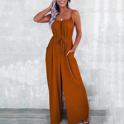 Модные однотонные сексуальные комбинезоны без рукавов, женские элегантные боди с высокой талией, женские комбинезоны, повседневные комбинезоны на шнуровке, облегающие комбинезоны с открытой спиной 24035