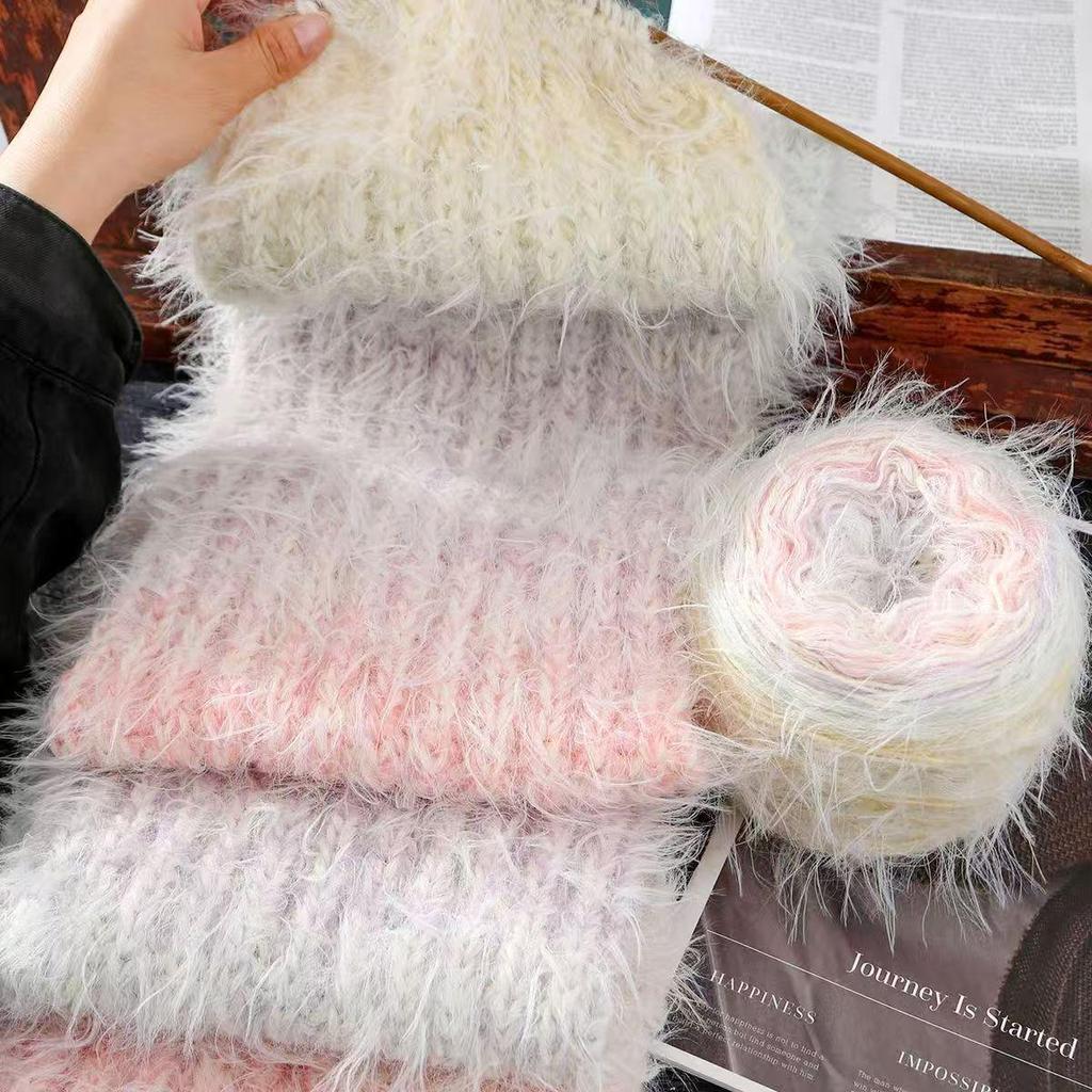 Набор мохеровой пряжи с радужным градиентом - средней толщины, идеально подходит для ручного вязания шарфов