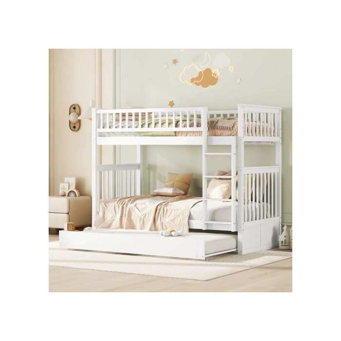 Lit superposé - MUVOE - 90*200 cm - Blanc - Construction robuste - Design amovible