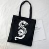 Холщовая сумка с принтом дракона, сумка-шоппер, Harajuku, большая вместительная женская сумка в стиле панк, в готическом стиле, классическая винтажная сумка на плечо, сумка