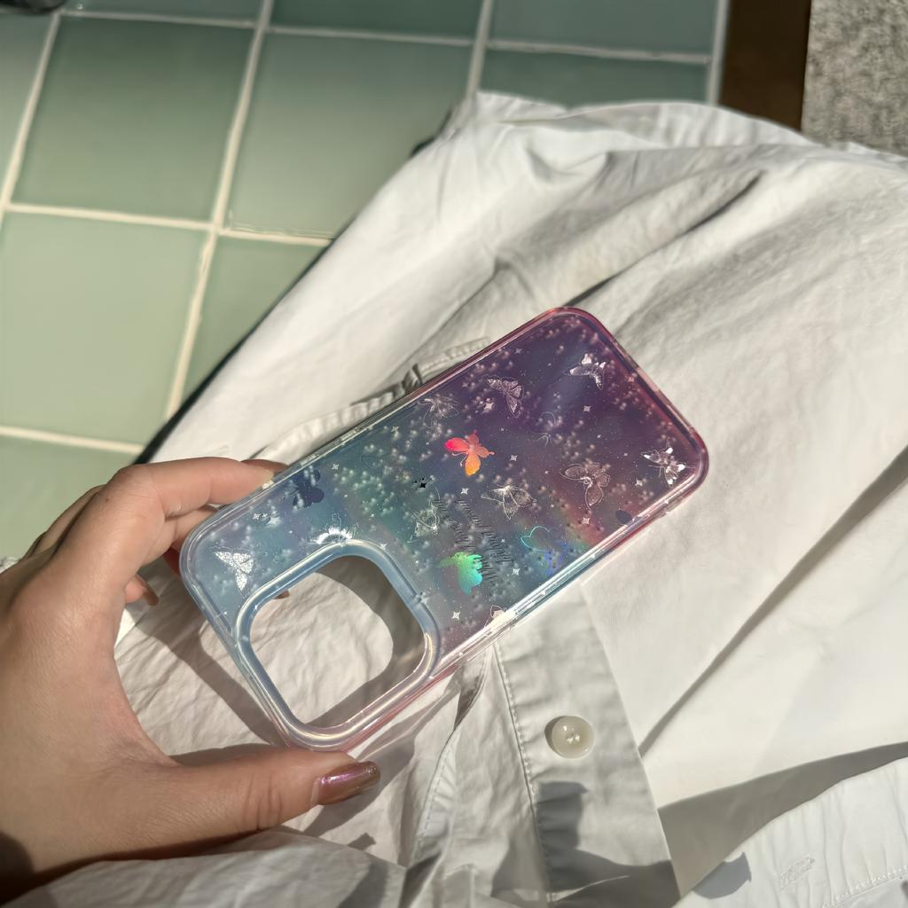 Градиентный Фэнтези Бабочка Apple 16proMax Мобильный Чехол Подходит Для IPhone15 Двойной IMD Лазерный Защитный Чехол