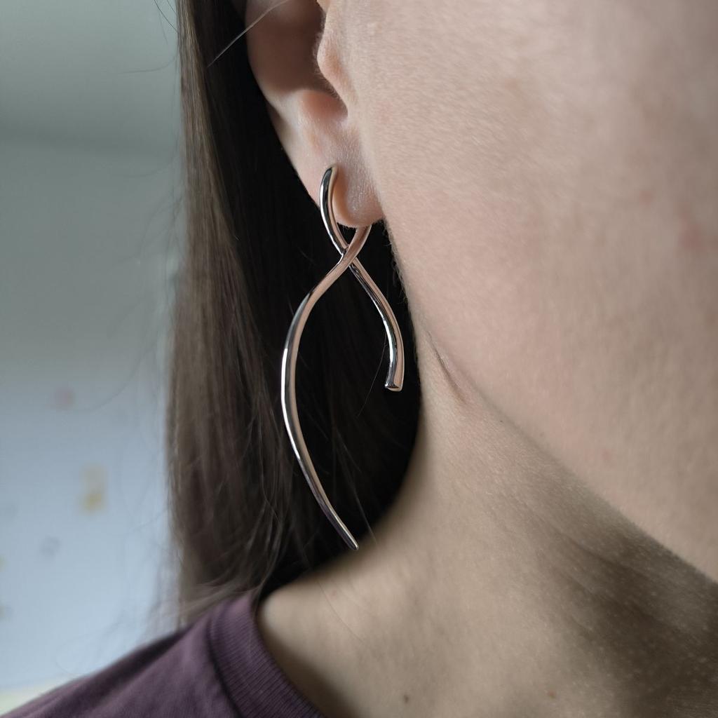 Серебряные серьги без камней (2198154)