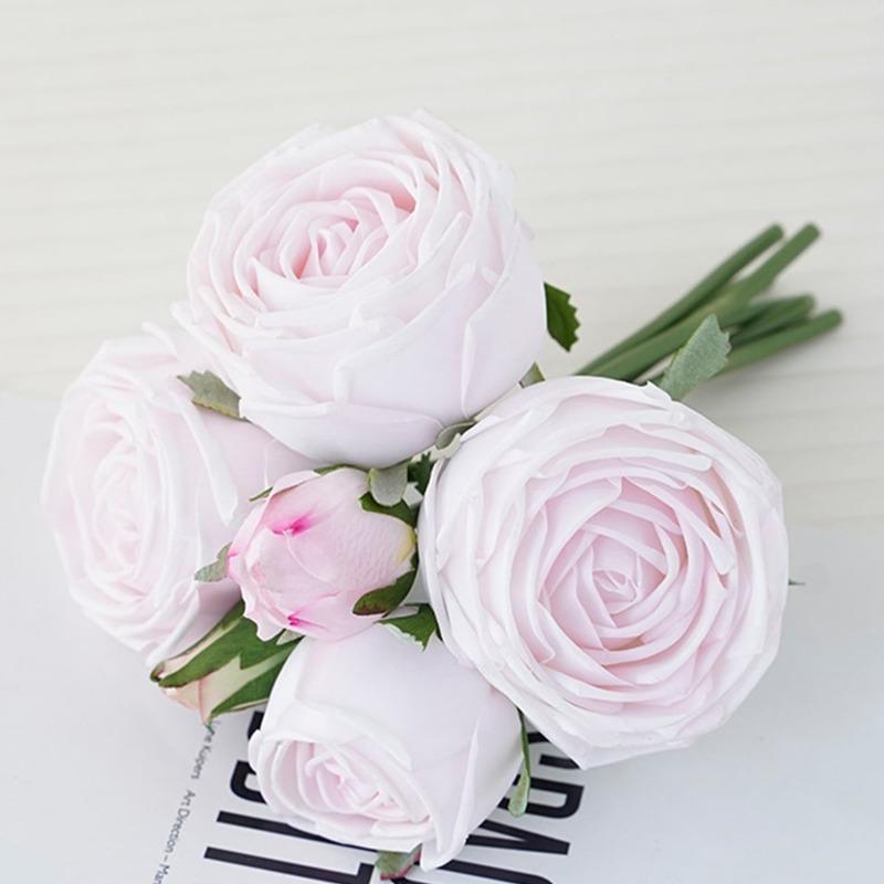6 головок/связка искусственных цветов увлажняющая роза настоящий прикосновение свадебный букет роз свадебный цветочный праздничный стол домашний декор букет