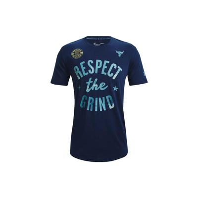 Футболка Project Rock The Grind Letter Print American Vintage с круглым вырезом, мужские топы, цвет синий, колледж 1370479-408