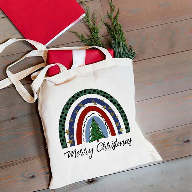 Холщовая сумка-тоут с Рождеством для женщин, повседневная модная сумка на плечо, большая вместительная сумка с графическим принтом, рождественский подарок