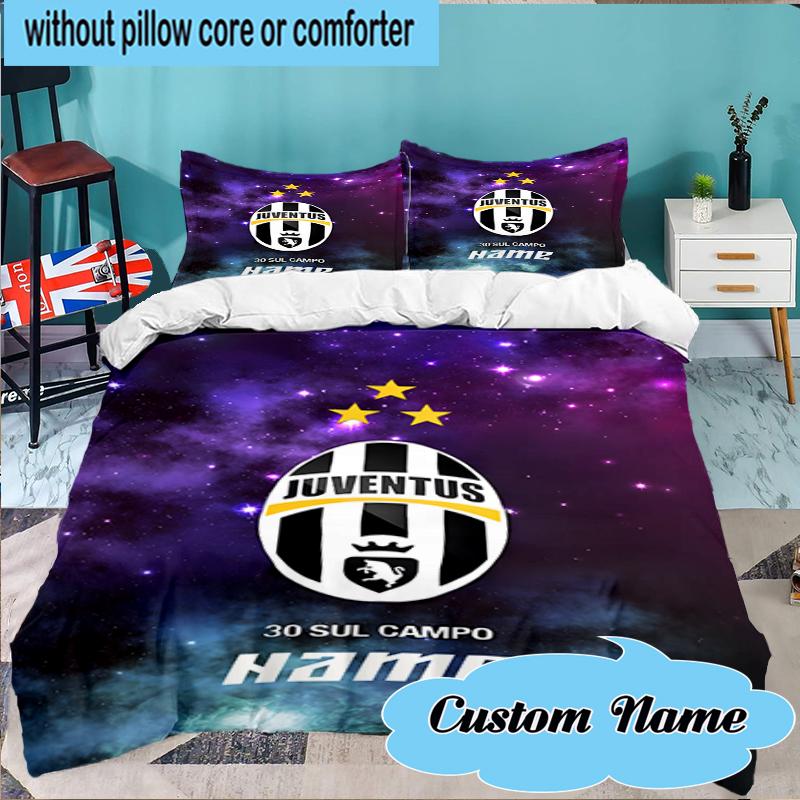 Custom Name Juventus Emblem Bedding Set 3pcs, Bedding Set Including 1pc Duvet Cover And 2pcs Pillowcases for Bedroom, Dormitory Gift