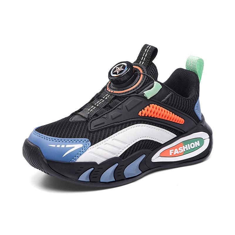 Children's sneakers, boys' athletic shoes, autumn collection, girls' mesh breathable casual running shoes, rotating buckle design, children's chunky