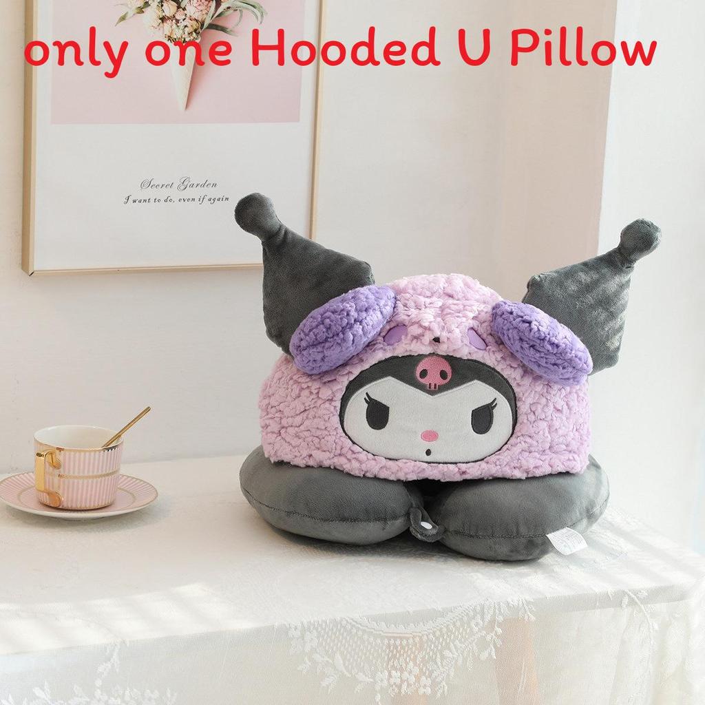 Подушка для шеи в форме буквы U Hello Kitty с милой шапочкой для путешествий и отдыха в офисе