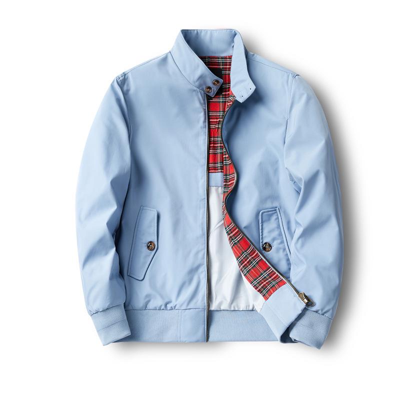 Мужская ретро куртка Harrington - Американский стиль крутого парня, Однотонная, Воротник-стойка, 3M Рабочая одежда для весны и осени.