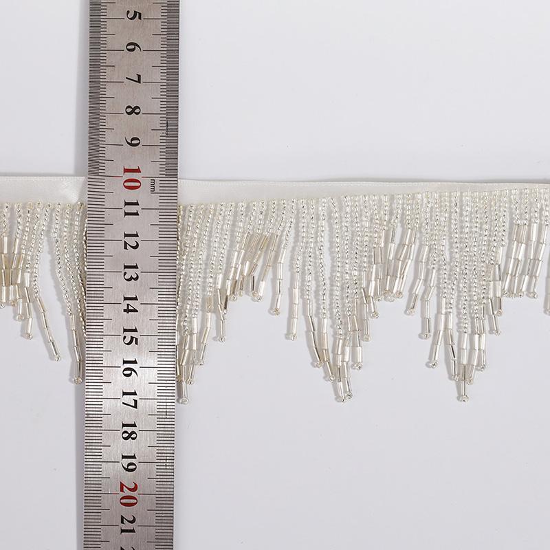 1 Yard Tube Beads Fringe Trim Rhinestones Chain Tassel Crystal Lamp Curtain Hanging Tassel Applique Sew On Garment Crafts