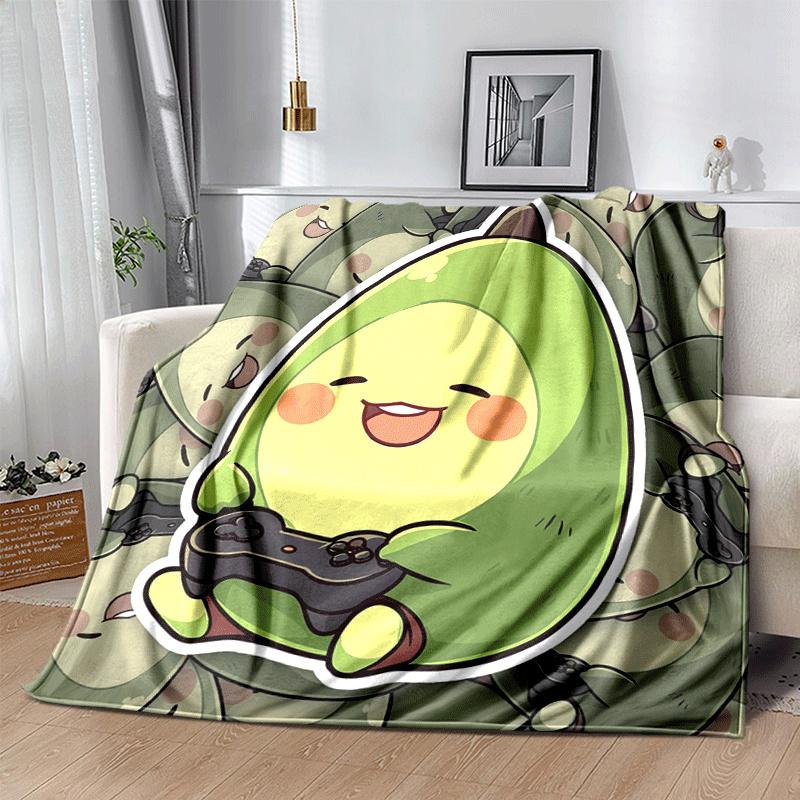 1pc Avocado Printing Lightweight Flannel Blanket, Comfortable and Warm Blanket, for Camping Sofa Bed and Couch Office, Gift