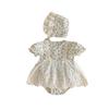 Casual Outfit Lace Mesh Baby Jumper Dress Bowknot Bodysuit Flower Baby Jumpsuit Fluffy Cotton Toddle Climb Suit Gifts