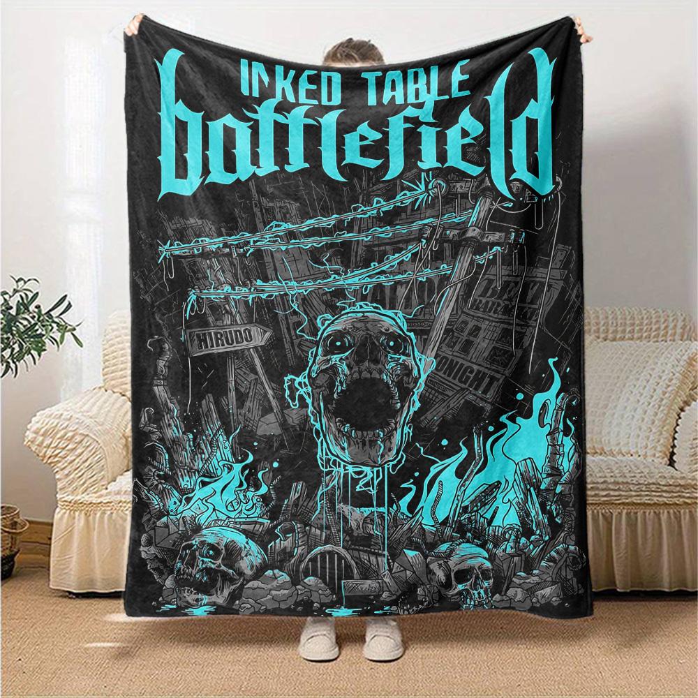 1pc Battlefield Inked Soft Flannel All Season Throw for Home, Office, Outdoor UseDurable Comfort Soft Warm Throw for Home