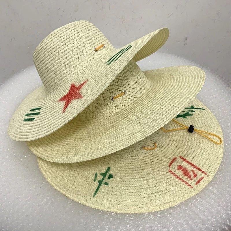 Handmade straw hat men's big brim sun protection visor fishing walking vegetable growing work sun hat women's knitting