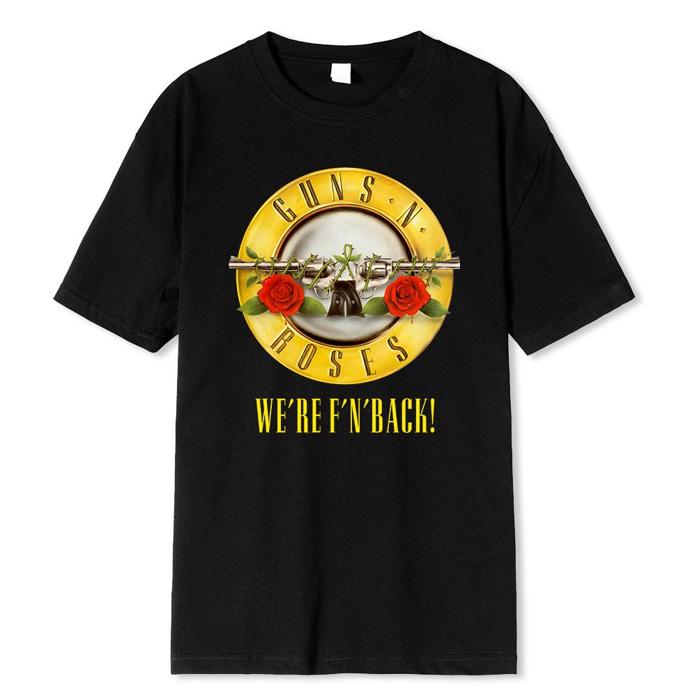 Мужская футболка из 100% хлопка, летняя брендовая футболка с логотипом Guns N Roses Bullet, черная мужская футболка с графическим принтом, мужские топы