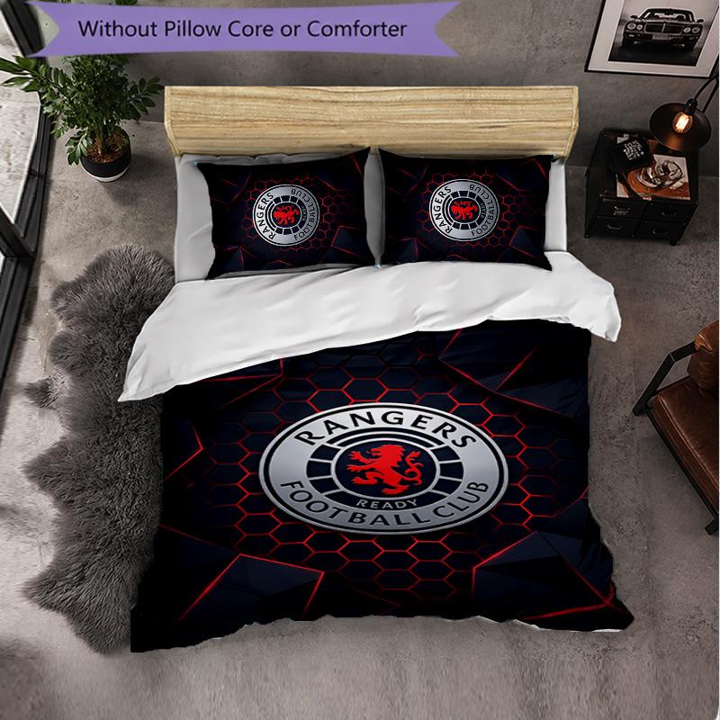 Rangers FC Themed Bedding 3Pcs Duvet Cover Set Decorative Bed Linen For Teen Room Home Decoration