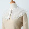 Linbaiway Double Layers Fake Collars Shawl Girls Hollow Out Removable Shirt Detachable Collar Women Lapel Blouse Lace-Up Scarf