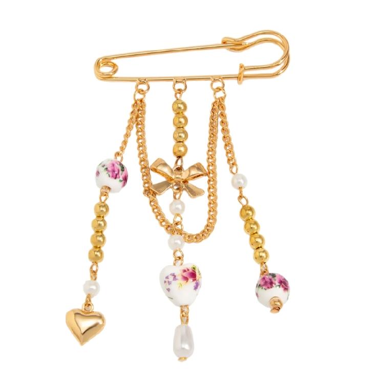 Модная брошь из сплава металла с качающимися кисточками и цветочным шармом, многоцелевые зажимы и украшения для броши на сумку, аксессуар