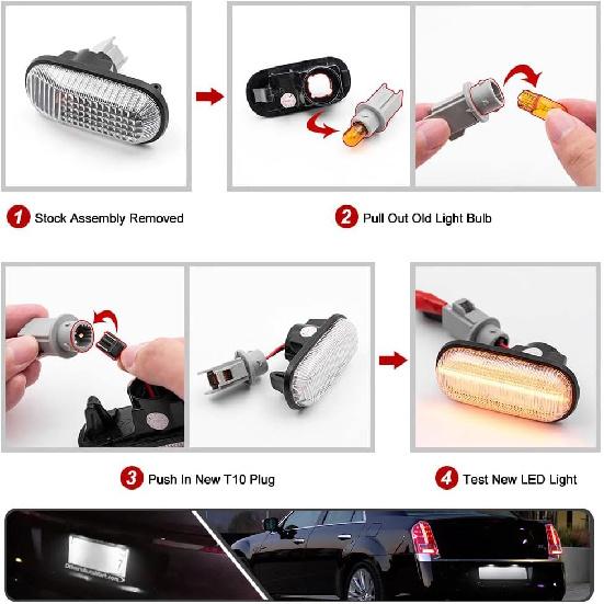 2Pcs LED License Plate Lights Number Lamp for Chrysler 300 2005-2014 Powered by High Power SMD Xenon White LED Error Free