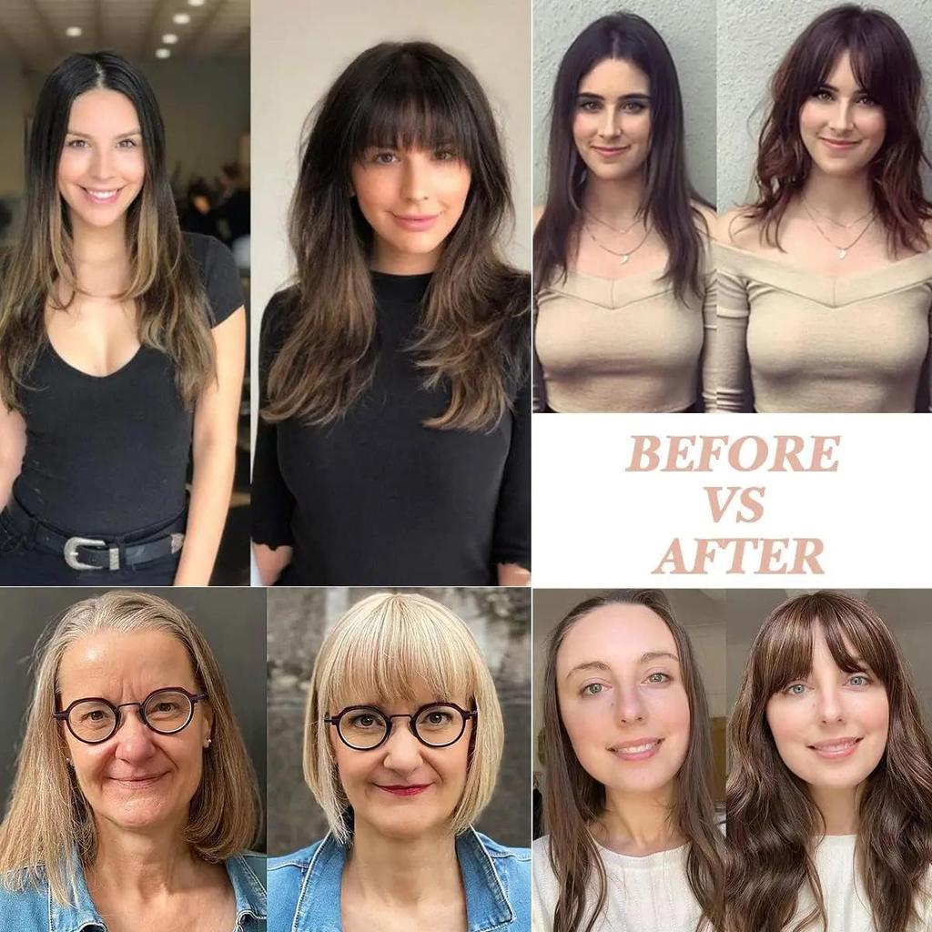 HAIRCUBE Натуральные прямые человеческие волосы Remy Челка Коричневые человеческие волосы Тупая челка Человеческие волосы для женщин Наращивание волос Воздушная челка Кусочки 4,5 дюйма