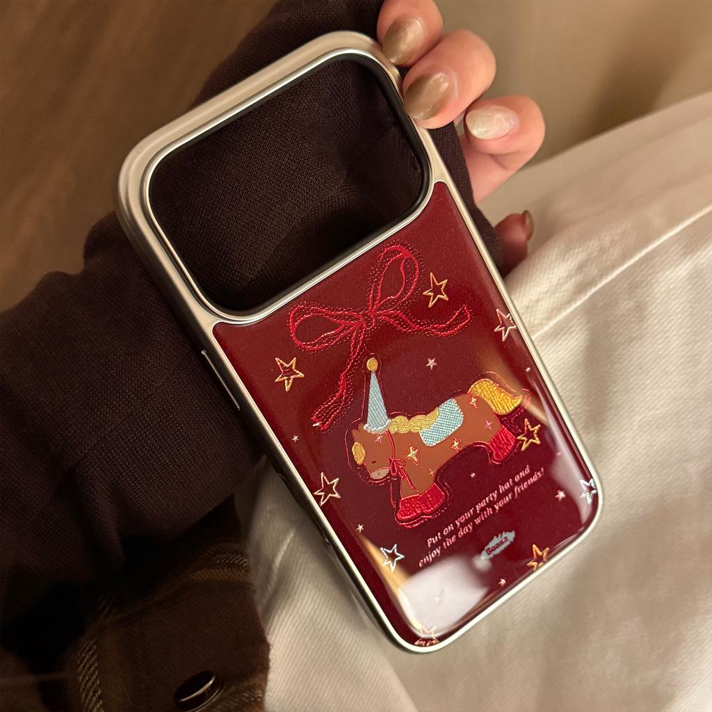 Позолоченный чехол для мобильного телефона Pony iPhone17promax 13 Праздничный красный 16 Apple 17 и другие модели