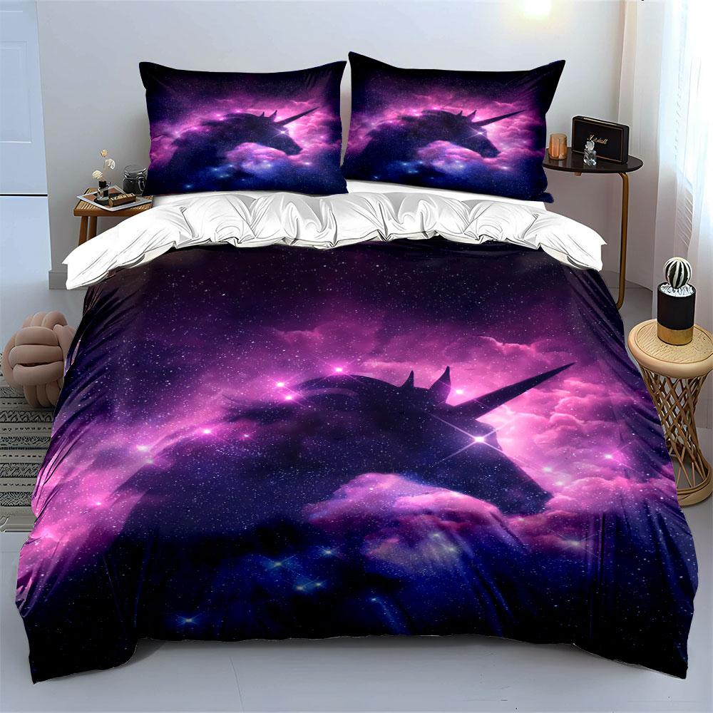 Galaxy Unicorn Bedding Set Bedding Duvet Cover Set Duvet Cover Pillowcases (1 * Duvet Cover 2 * Pillowcases, without duvet insert)