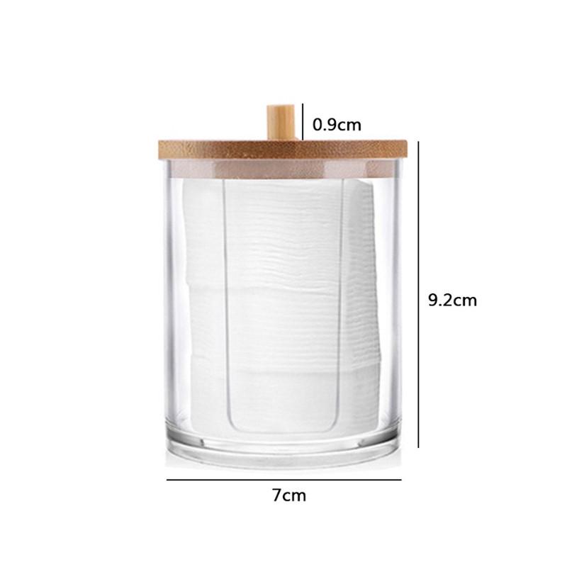 Makeup Cotton Pad Organizer With Bamboo Lid Bathroom Storage Box For Cotton Swabs Cosmetics Jewelry Makeup Remover Pad Container