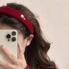Cloth Red Sponge Headband Camellia Flowers Velvet Hair Band Creative   Girl