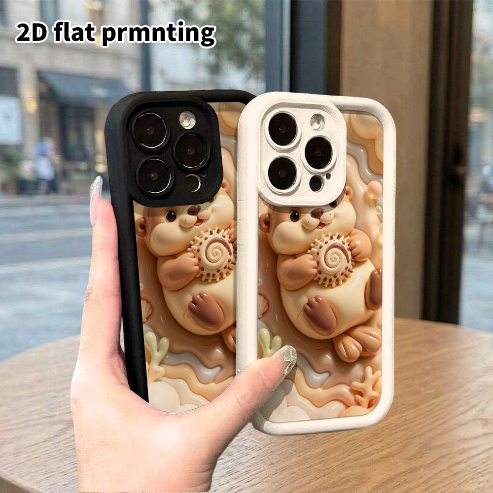 Phone case: 2D flat design, suitable for iPhone 18 17 16 15 14 13 Pro protective case, cute soft otter, perfect Christmas and Halloween holiday gift