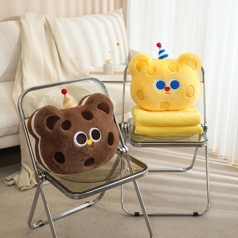 Cartoon Bear Cookie Pillow 2 In 1 Air Conditioning Blanket Lunch Cushion Break