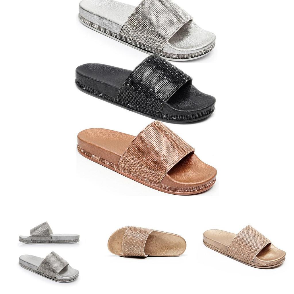 Design Slip On Diamante Sliders Slippers Sparkly Sandals Essex Shoe Size**