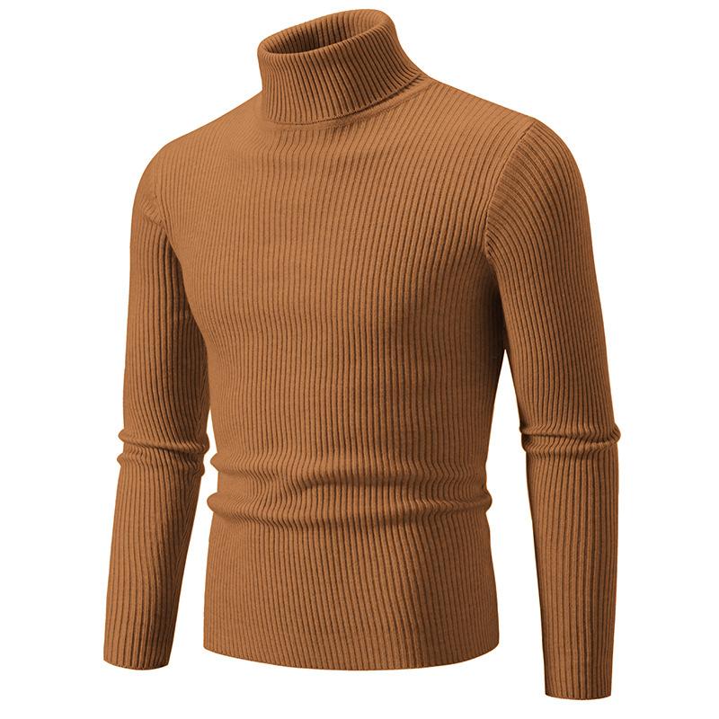 Autumn Winter Men's Turtleneck Sweater Solid Color Knit Pullovers Men