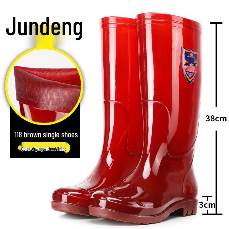 Мужские высокие резиновые дождевые ботинки песочного цвета, быстросохнущие - Водонепроницаемые, Нескользящие, Без сетки