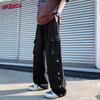 Лето 2023, новые трендовые мужские широкие брюки-карго, корейская уличная одежда, повседневные дизайнерские спортивные штаны большого размера с пуговицами для подростков