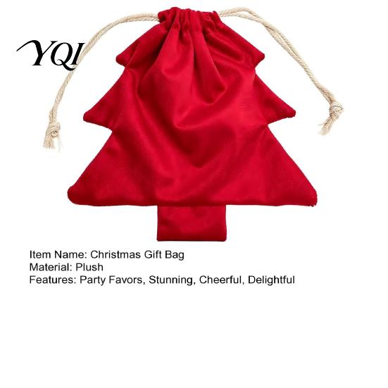 Festive Hanging Treat Bags Christmas Tree Drawstring Presents Bag, Reusable Plush Wrapping Pouch, Countdown Blind Shaped Holiday Favors Bag for Candy,